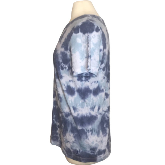 DANSKIN Blue Gray Tie Dye Short Sleeve T-Shirt, size Medium - Picture 2 of 5